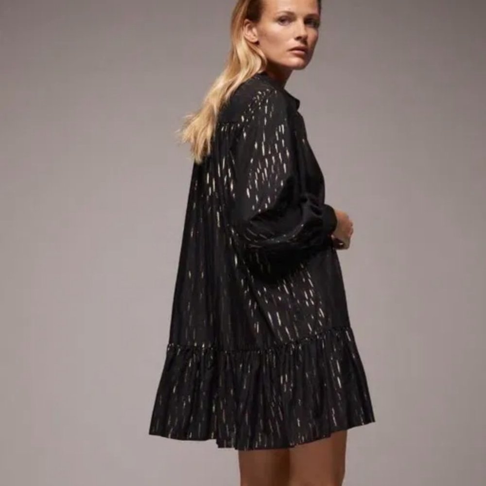 🔥FINAL SALE $🔥NEW Zara Black DRESS METALLIC